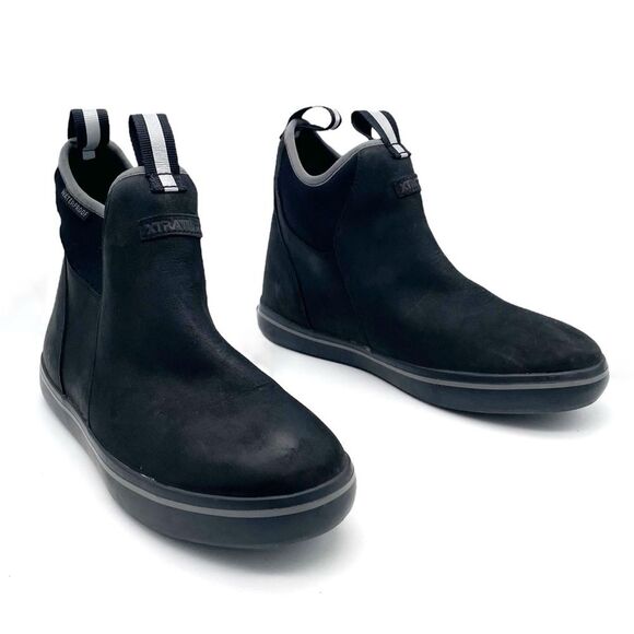 XTRATUF 6” Ankle Deck Boot in Black Waterproof Leather Work Boots Womens Size 10 - Picture 1 of 16